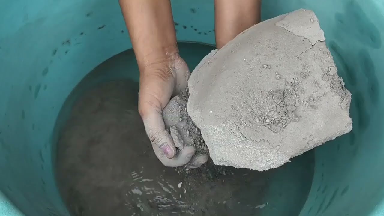 Asmr - super soft cement concrete chunks Crumbling in lots of water 💦#purecement 