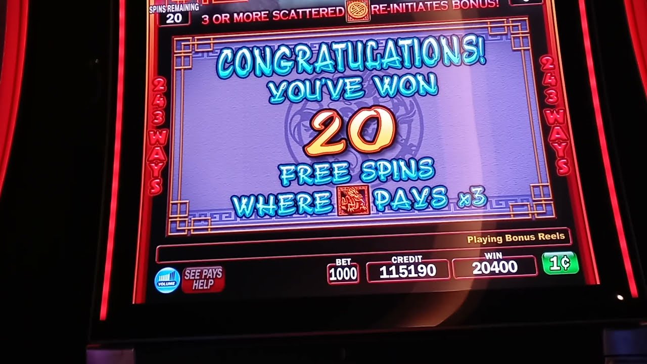 4 coin trigger with re-trigger jackpot on Triple Fortune Dragon Unleashed $10 bet
