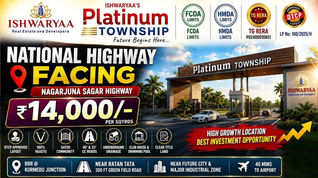  National Highway Facing Premium Plots | Platinum Township | DTCP Approved Layout| Near Future City 