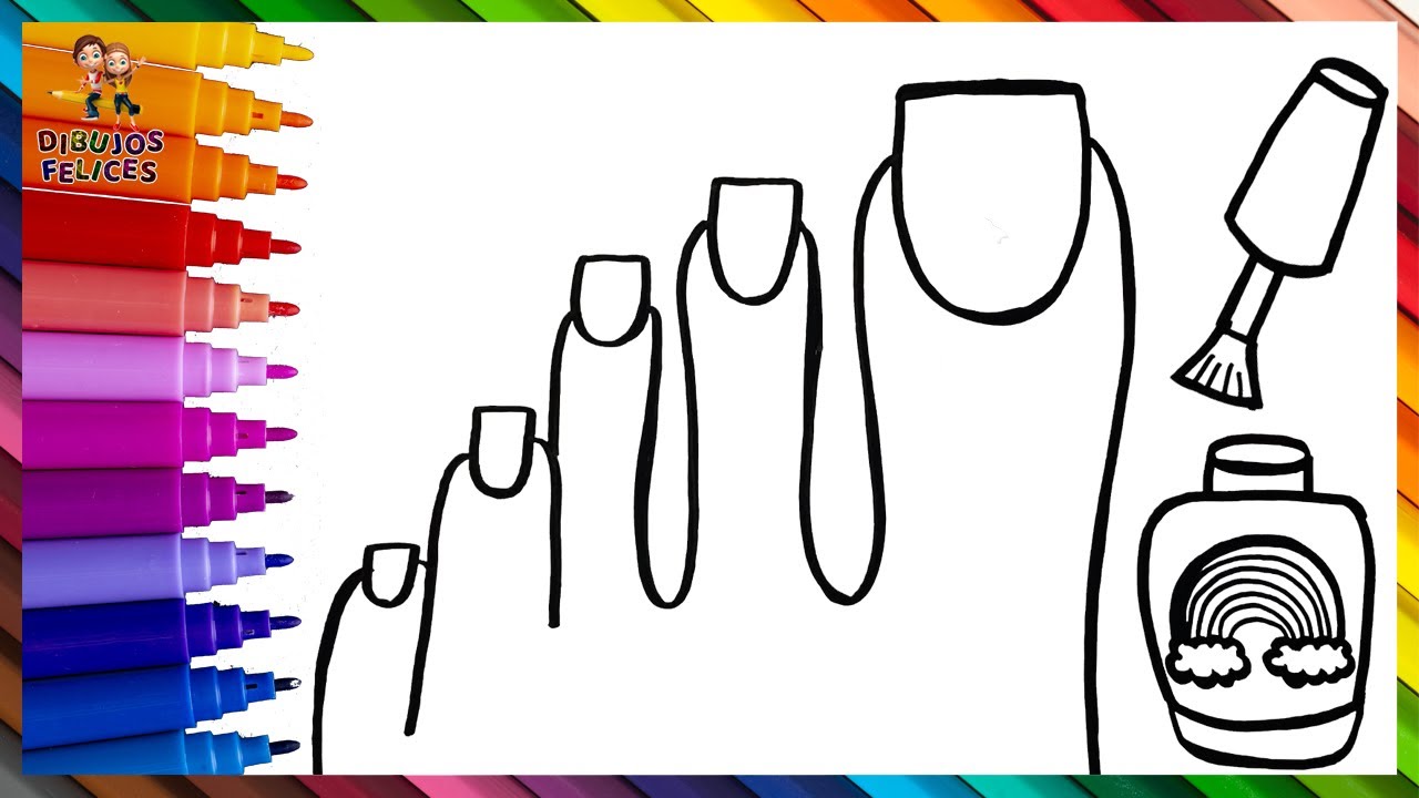Dibuja y Colorea Un Pie Con Un Esmalte De U&ntilde;as De Arcoiris 🦶💅🌈 CON BRILLANTINA - Dibujos Para Ni&ntilde;os