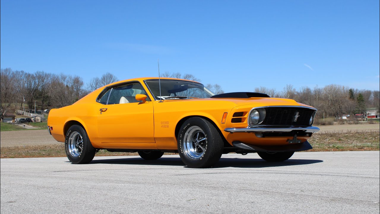 Ford Mustang Boss 429 1970 года выпуска &mdash; очень редкий цвет кузова Grabber Orange, белый салон, с...