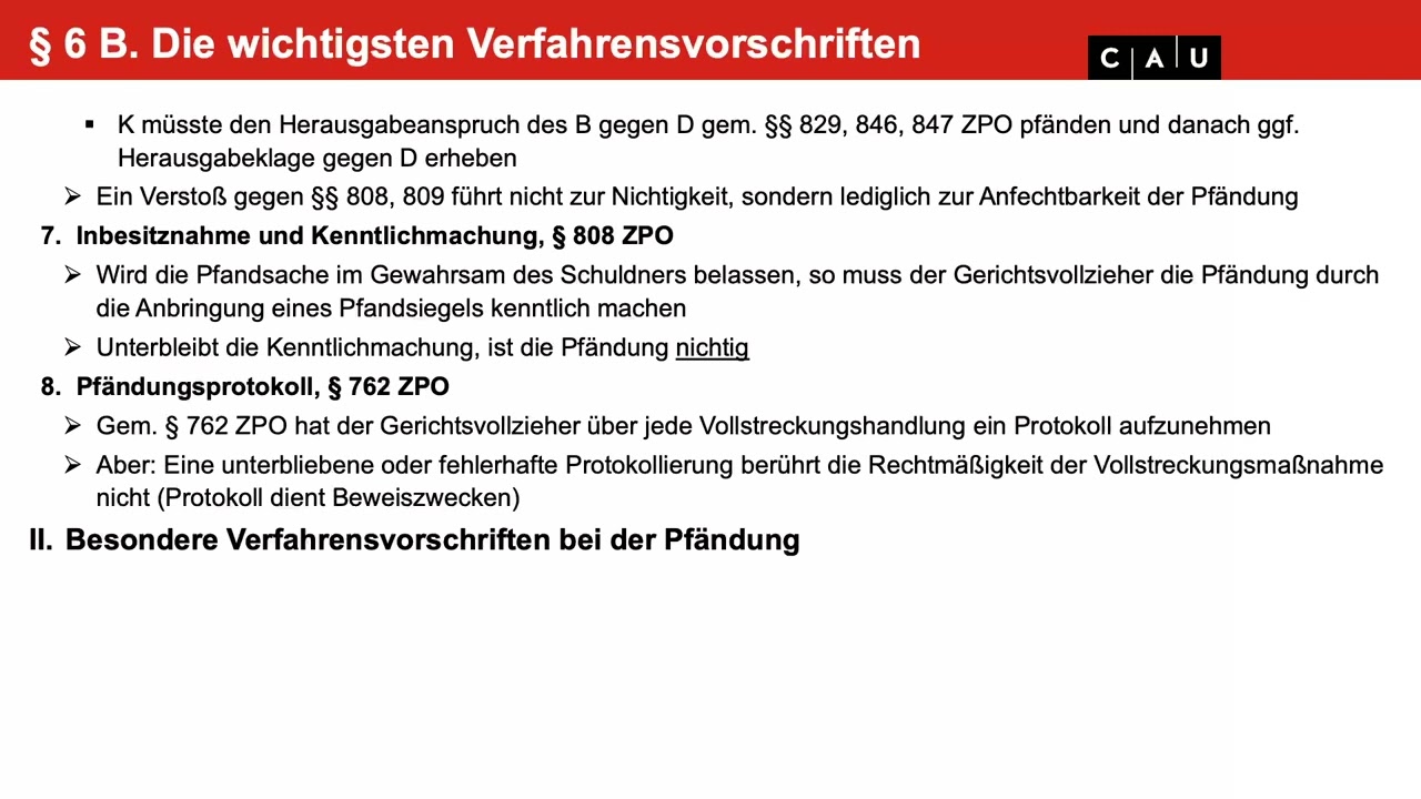Zwangsvollstreckungsrecht &ndash; Folge 06 (F&auml;lle zur Vollstreckungserinnerung nach &sect; 766 ZPO)