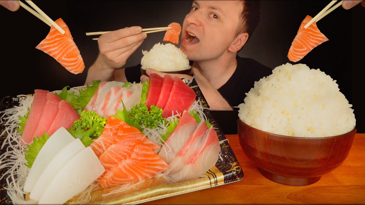 ASMR MUKBANG SASHIMI PLATTER [No Talking] EATING SOUNDS