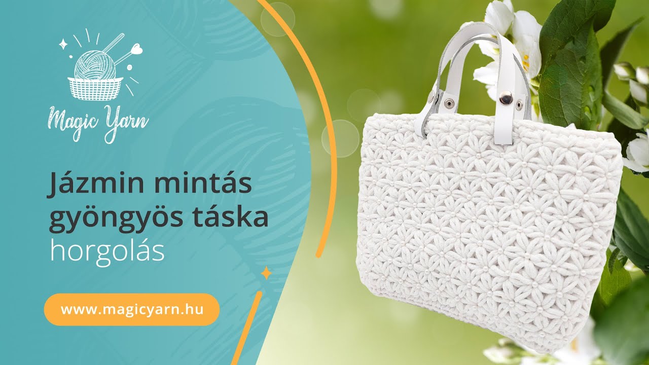 Jázmin mintás gyöngyös táska horgolás