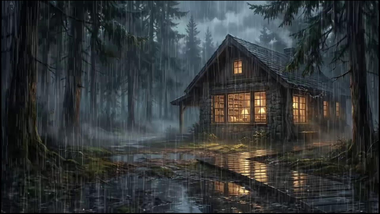 Forest Cabin Night After Rain 🌧 | Peaceful Rain Sounds for Insomnia Relief and Deep Rain Sleep
