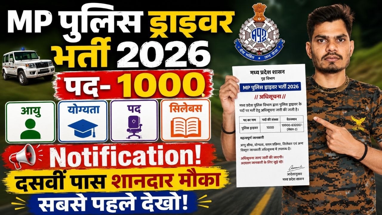 MP Police Driver Recruitment 2026 (1000 Posts) Notification Details | By Raghvendra Sir