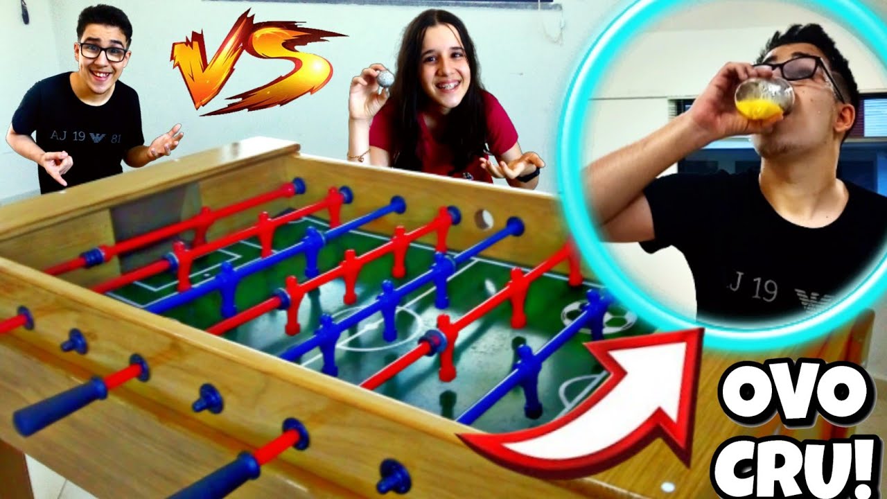 DESAFIO DO PEBOLIM 😧 QUEM PERDER COME OVO CRU! (pebolim totó)