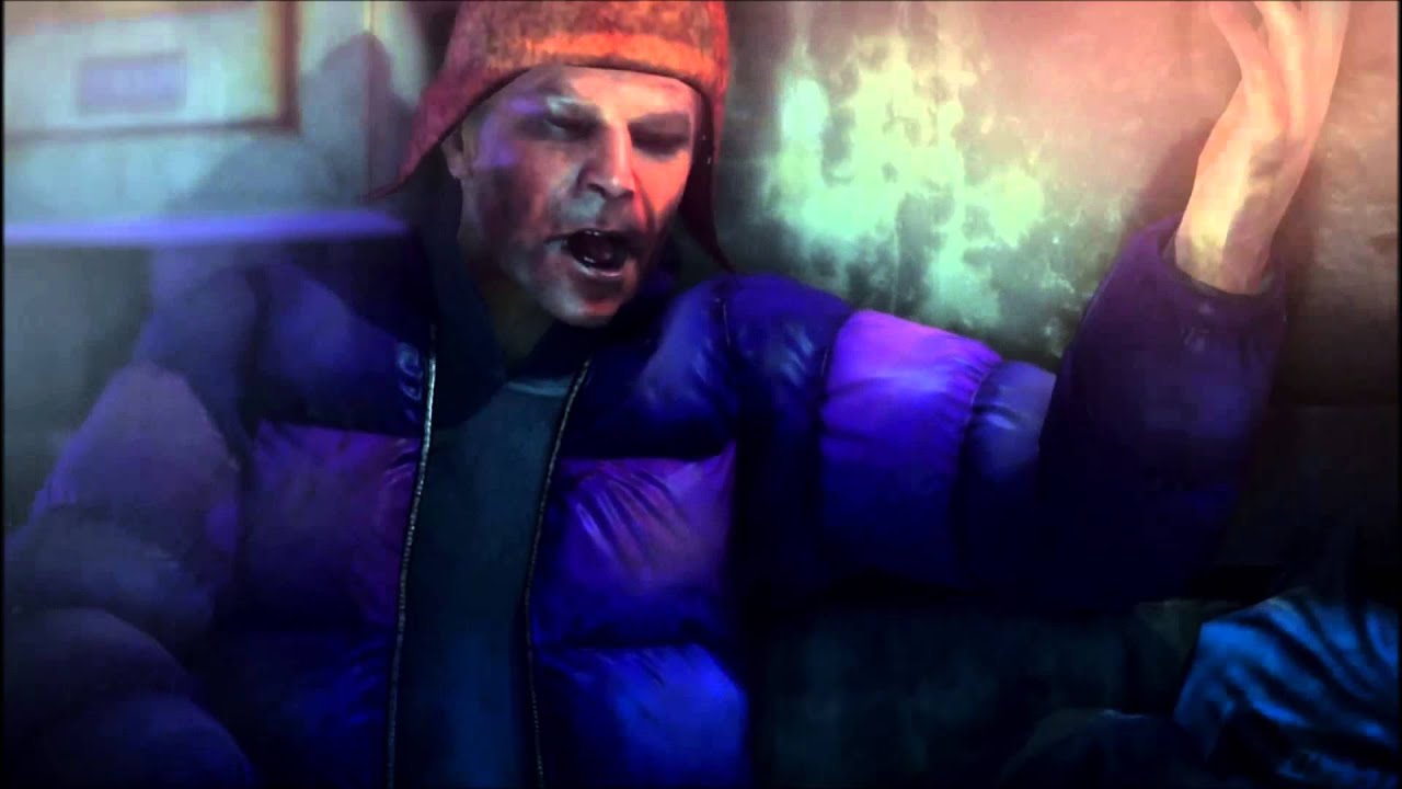 Hitman Absolution: Homeless guy with coffee