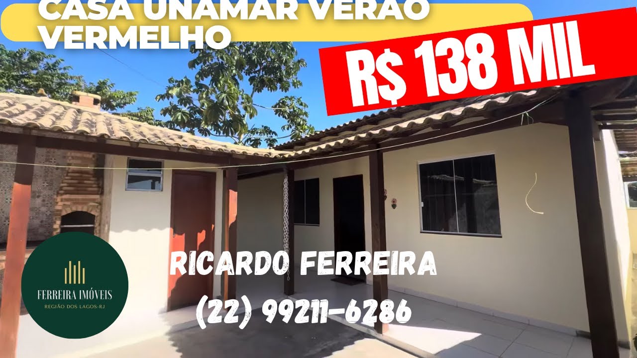 Casa Unamar 1.400 m da praia Coral Verão Vermelho R$ 138 mil 2 quartos área gourmet