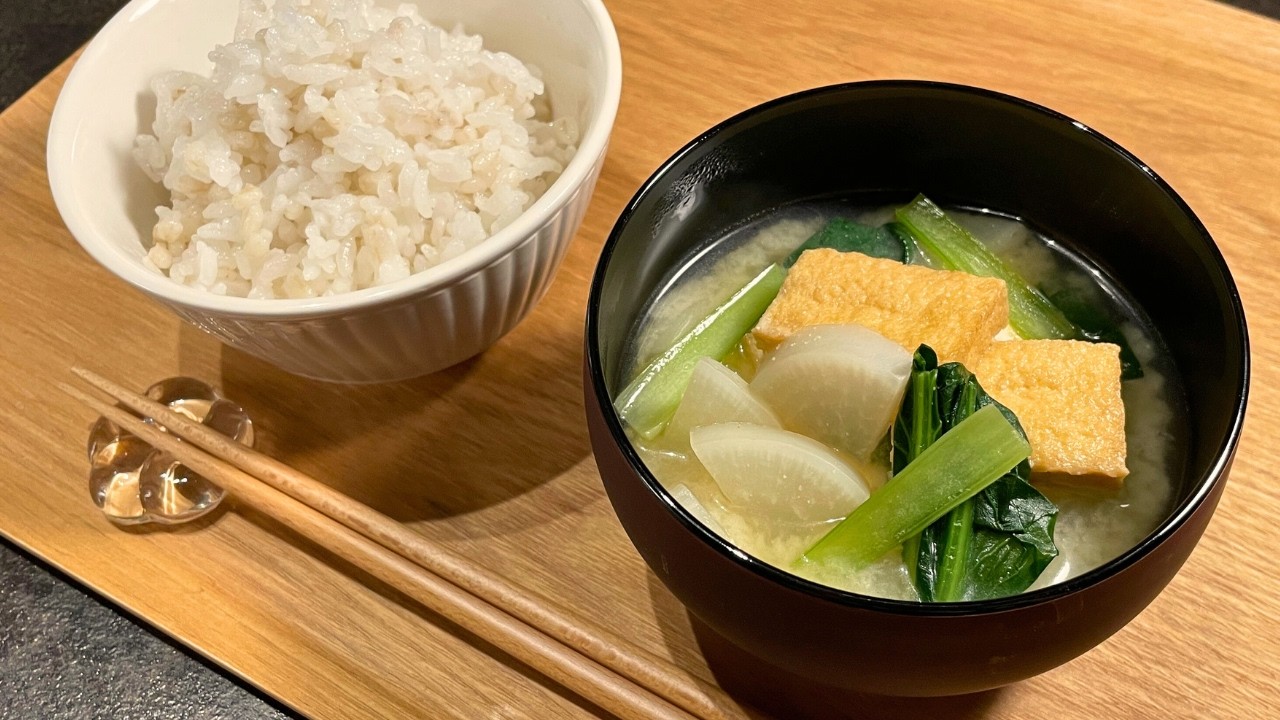 A Light Miso Soup with Thick Fried Tofu and Daikon radish | Tokyo
