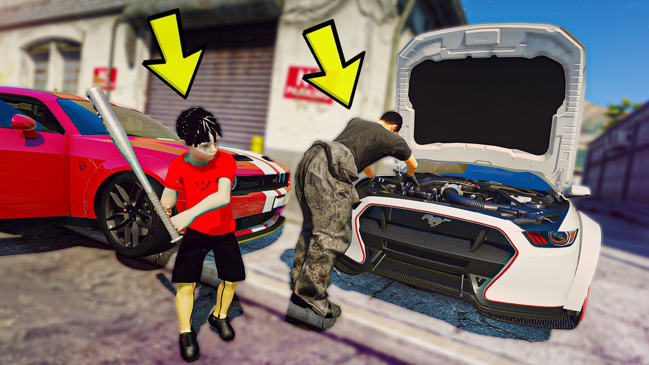 طفل فزع لخويه ( سرقو سيارته الجديدة ) !! : GTA V