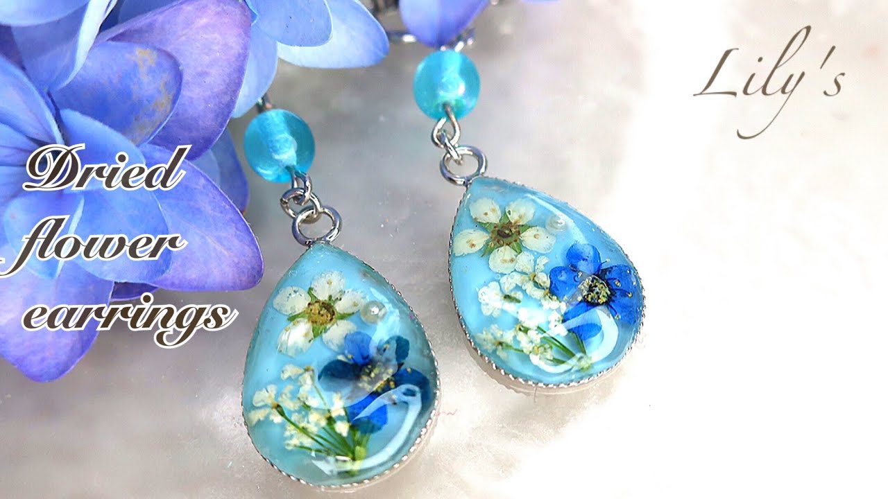 【UVレジン】100均のベースを使ったお花のイヤリングの作り方/DIY/How to make flower earrings