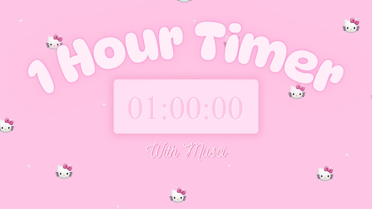 💖 1 Hour Cute Study Timer | With Lo-Fi Music | Aesthetic Hello Kitty Animation