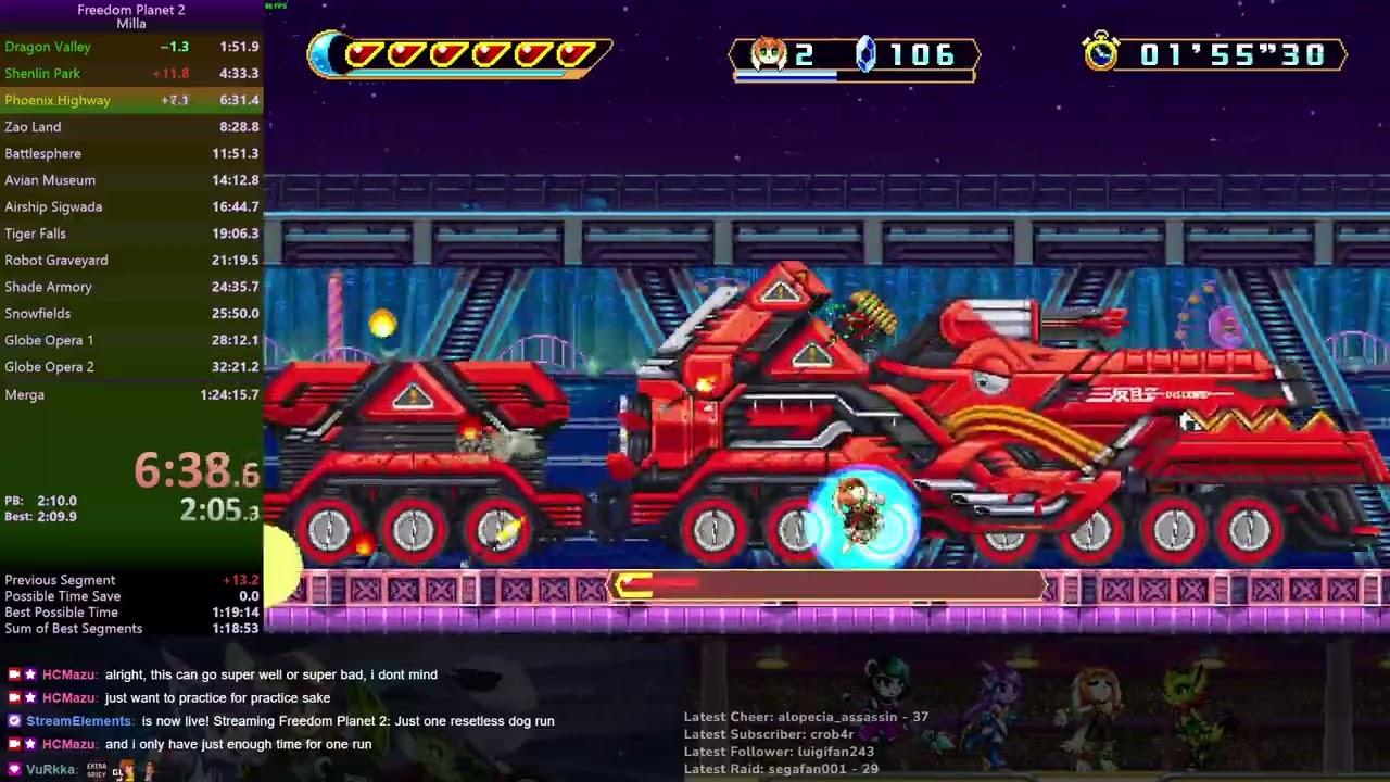 Freedom Planet 2 Speedrun - Milla any% - 1:22:51 (old pb)