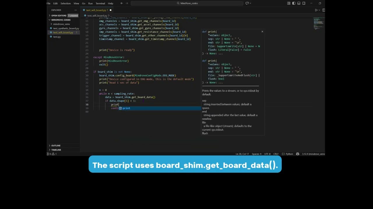 MindRove Wi-Fi Device Streaming in Python | Step 3