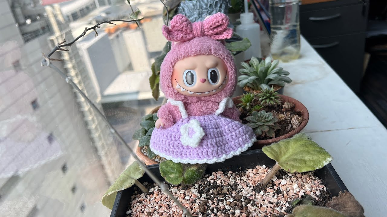 🩷🩷 Labubu Cute Dress Crochet tutorial, eng.sub | Simple crochet Labubu’s dress
