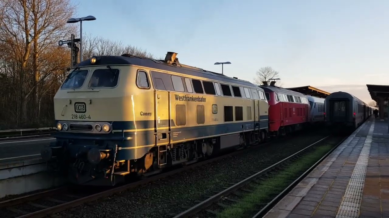Intercity Kreuzung im Bf Niebüll mit viel 218