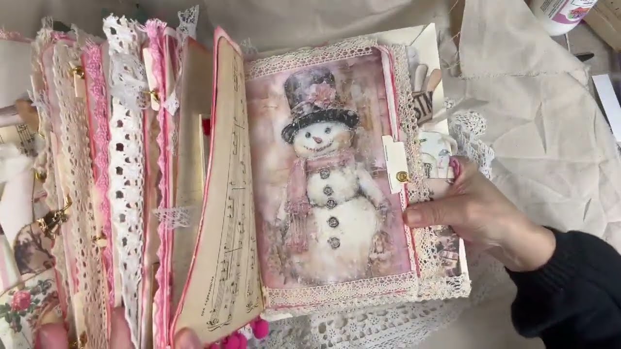 2025 Pink Christmas Junk Journal with Folio & Tag Book On Etsy Now!