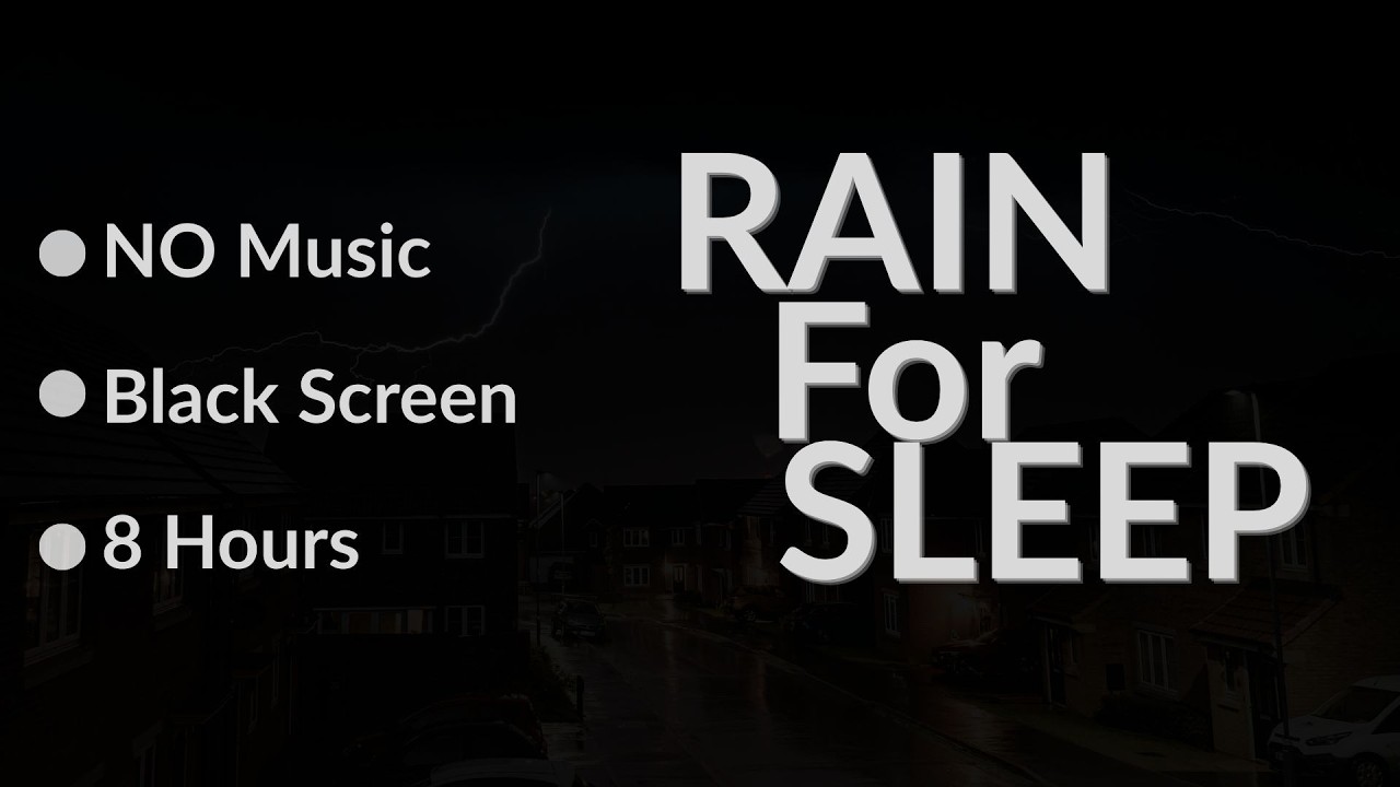 Night Rain with Distant Thunder | Black Screen | 8 Hours | No Music