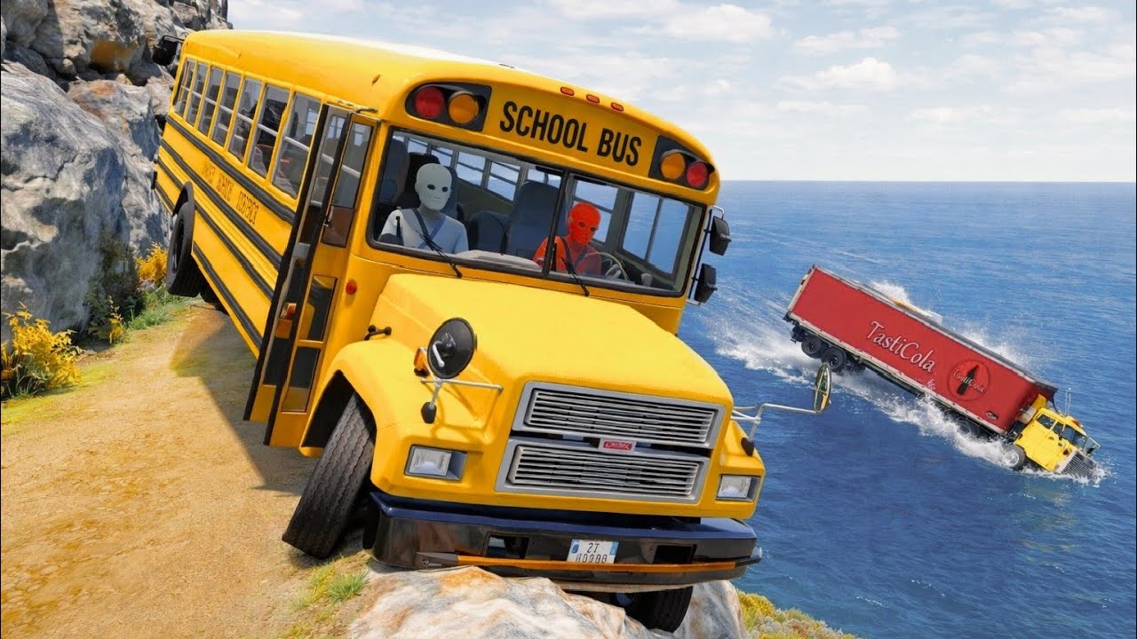 School Bus on Dangerous Mountain Road 😱  | BeamNG.drive | Ep #143
