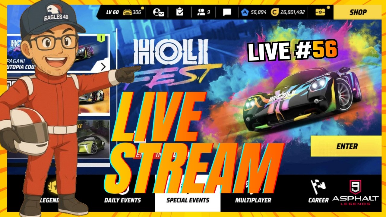 🏎️ HOLI FEST RUMO AO TOP 10K! | Subindo o Ranking no Asphalt 9: Legends LIVE #56🚀