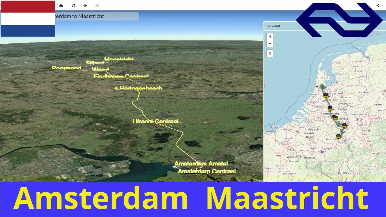 Simulate Intercity(NS) journey from Amsterdam to Maastricht with real maps and relaxing musics.