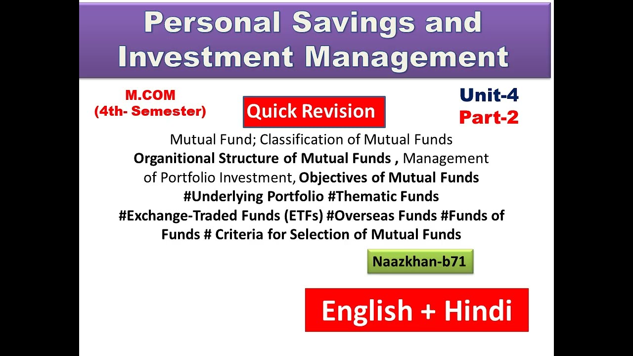 Personal Savings & Investment Management Unit- 4, Part- 2 #M.Com 4thSemester Revision @Naazkhan-b7l 
