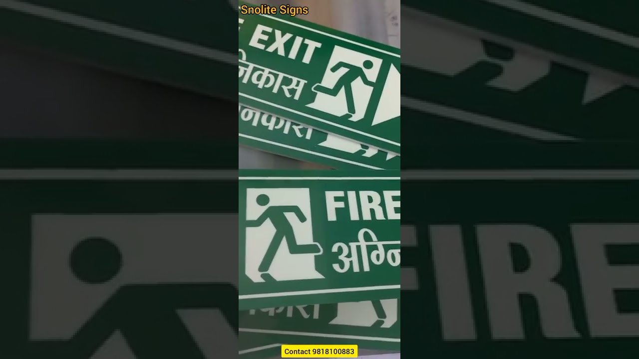 Manufacturers of Bilingual Emergency Fire Exit Signage in Hindi and English auto glow fire exit sign