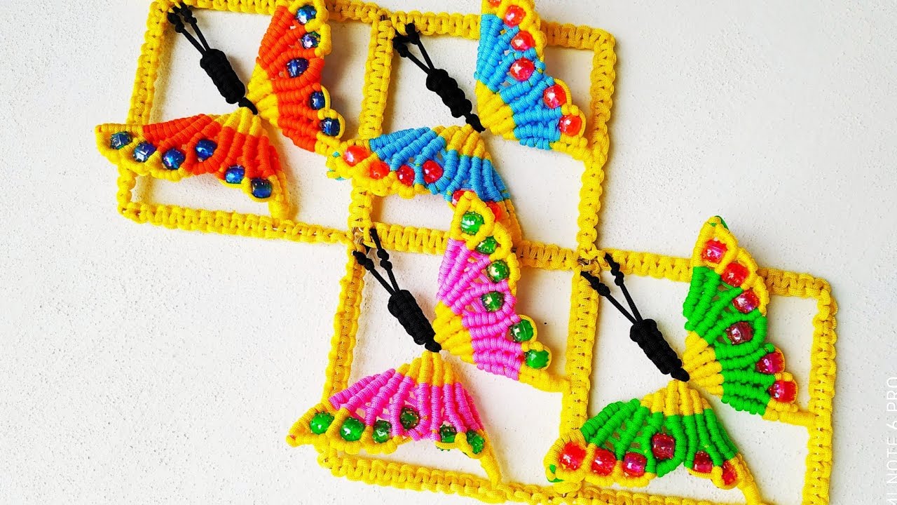 Macrame Colourful 🦋🌺 Butterfly Wall Hanging Tutorial In Hindi || Full HD Part