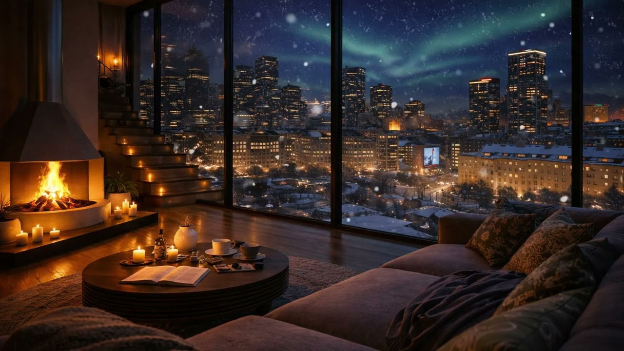 This View Slows Your Thoughts 🌙 Snowy City Night Ambience