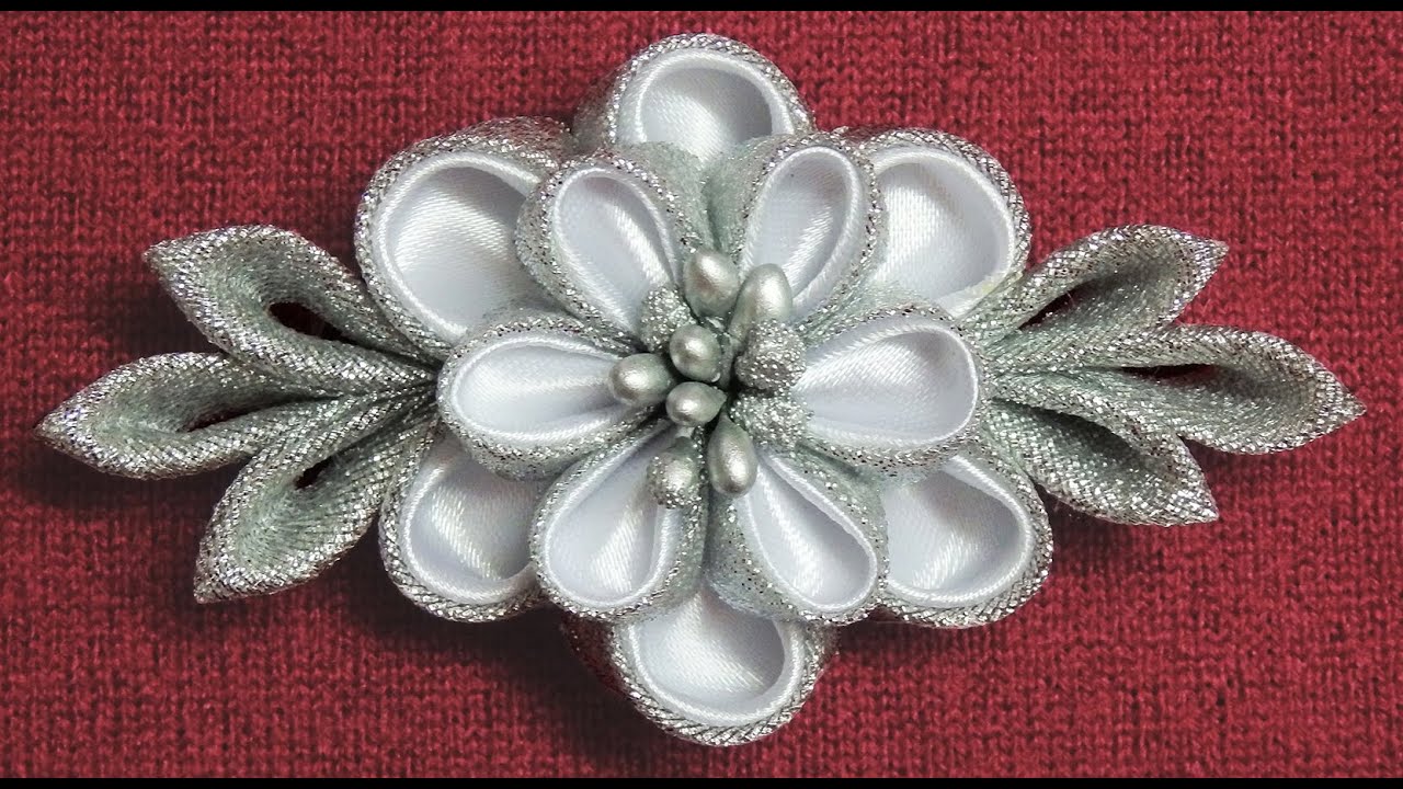 DIY kanzashi flower hairclip,Winter inspired kanzashi,Wedding accessoire