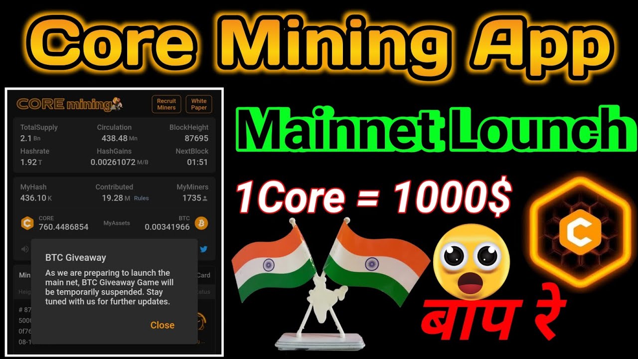 Core Mining App Mainnet Lounch | 1 Core = 1000$ | BTCs Mainnet Lounch | Big Good News 🥳 |