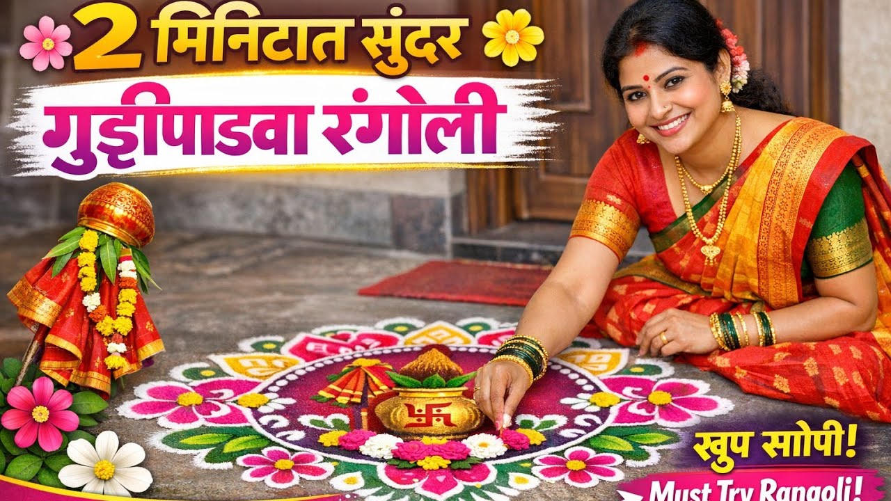 Gudipadva special and simple rangoli design||#gudipadwa #holi #rangoli 