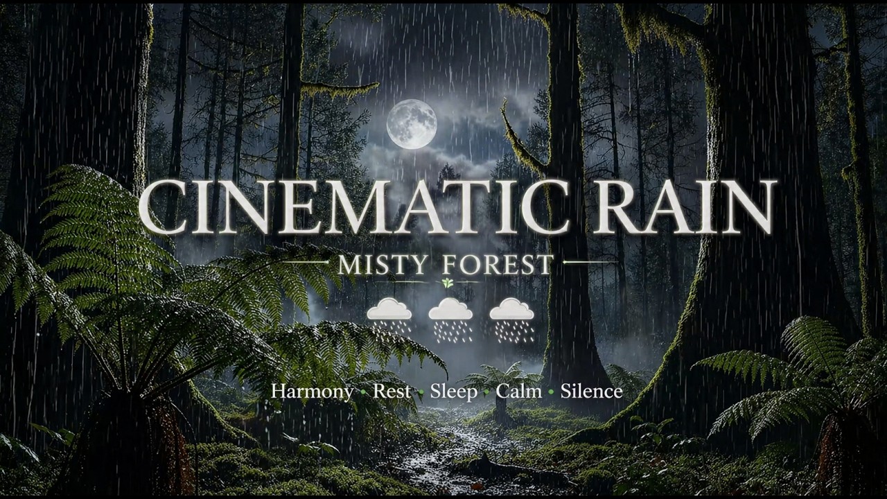 🌧️ Cinematic Rain in Forest | Peaceful Stream & Misty Tropical Nature Ambience