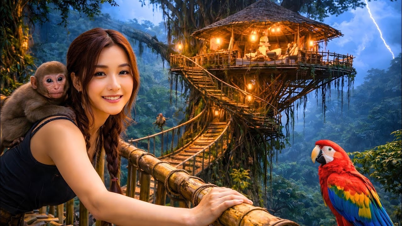 Built the Coziest Nest at the Top of an Ancient Tree – ASMR Treetop Build