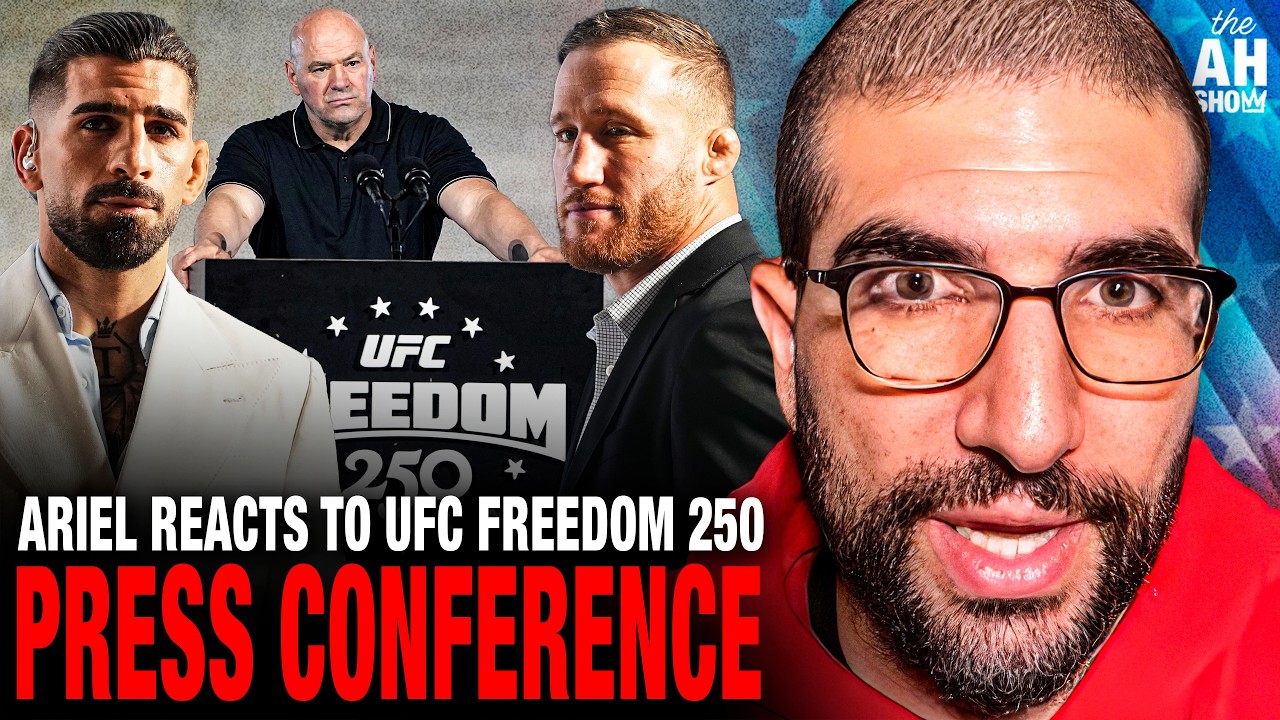 Ilia Topuria SHOVES Justin Gaethje at UFC White House Presser; Ariel Helwani Reacts