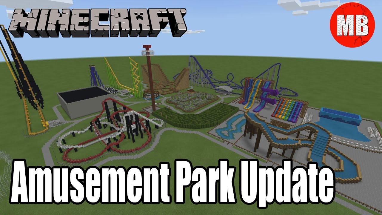 Minecraft Amusement Park Update | Water Slides, Go-Karts and More!