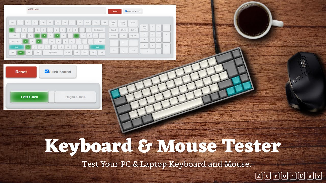 Keyboard & Mouse Tester | Test Your PC & Laptop Keyboard and Mouse | [ Zer0~Day ]