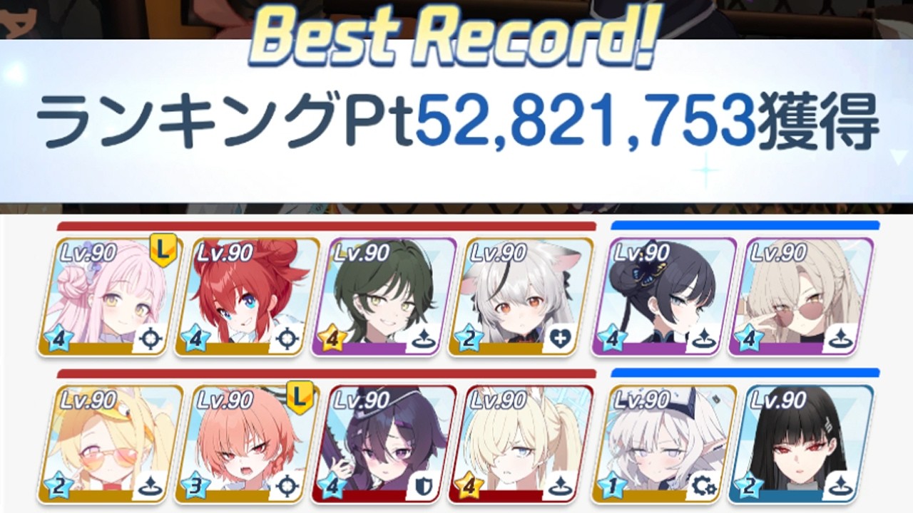 【#ブルアカ】被り無し！総力戦ビナー LUNATIC🌙 屋外 2凸 52,821,753pt【無編集】フユ採用