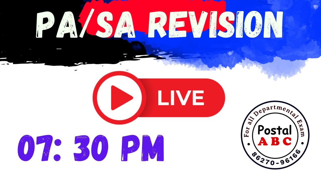 🔴 LIVE REVISION CLASS FOR PA/SA 2024 EXAM || #live