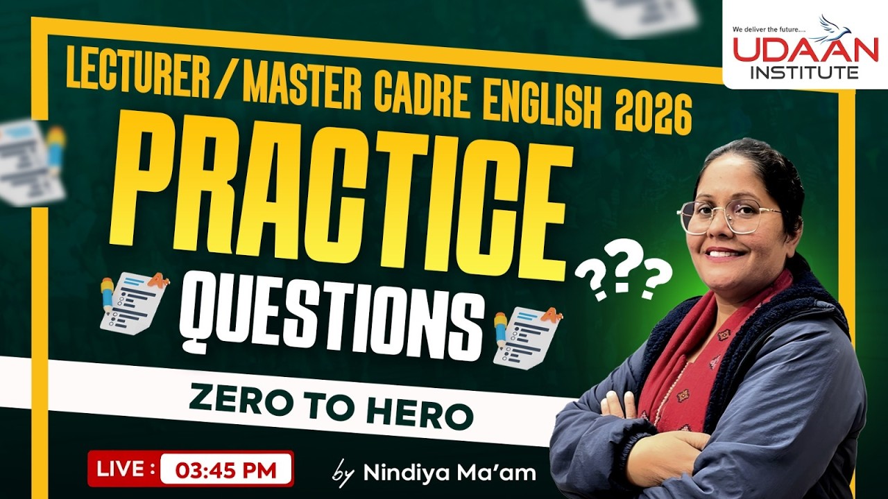 Practice Questions  | PART-24 | Lecturer / Master Cadre English 2026 | by Nindiya Ma'am