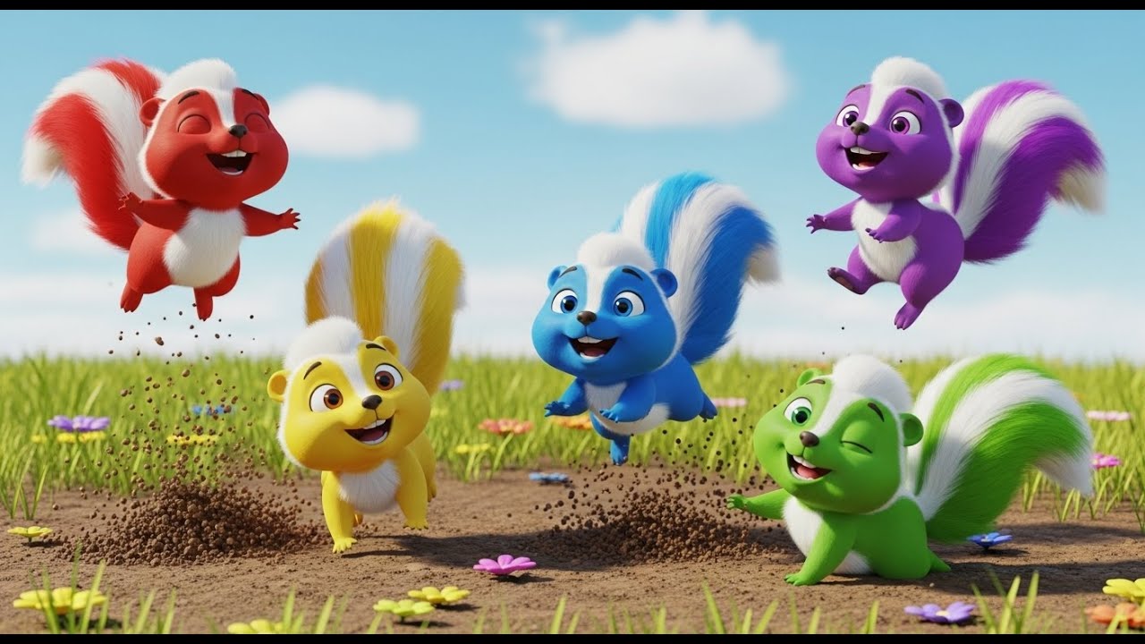 Cinco Gambás Pequeñinos Pisam, Pisam, Pisa | Rimas Infantiles y Canciones para Niños