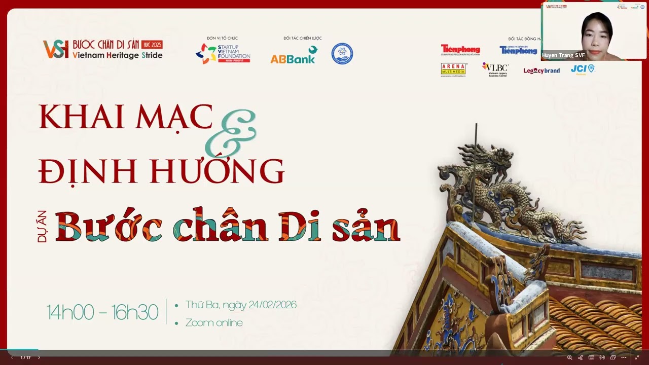 Bước chân di sản - Khai mạc và định hướng dự án- Màn hình được chia sẻ với chế độ xem người nói