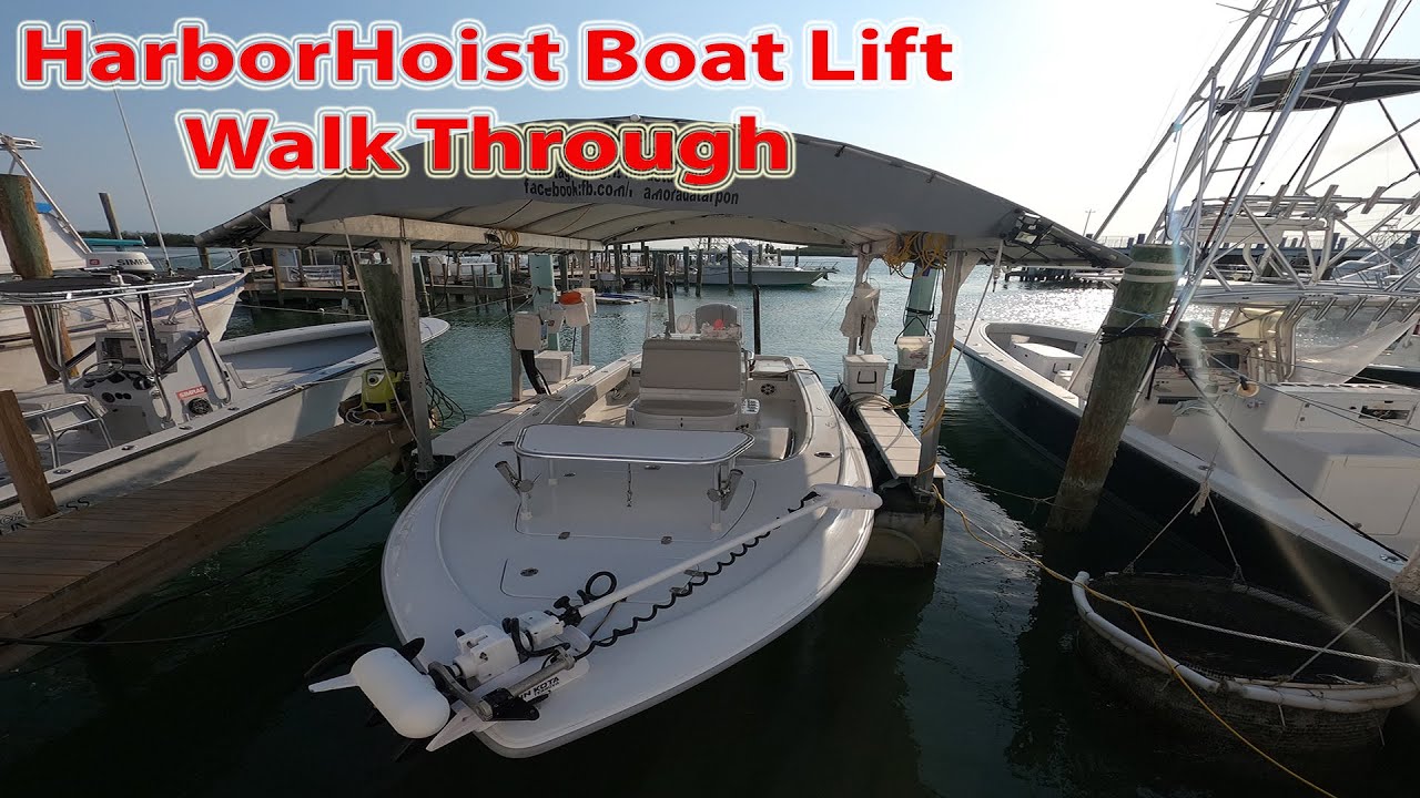 Плавающий лодочный подъемник HydroHoist HarborHoist. Прогулка по нему / Установка в рыболовной ма...