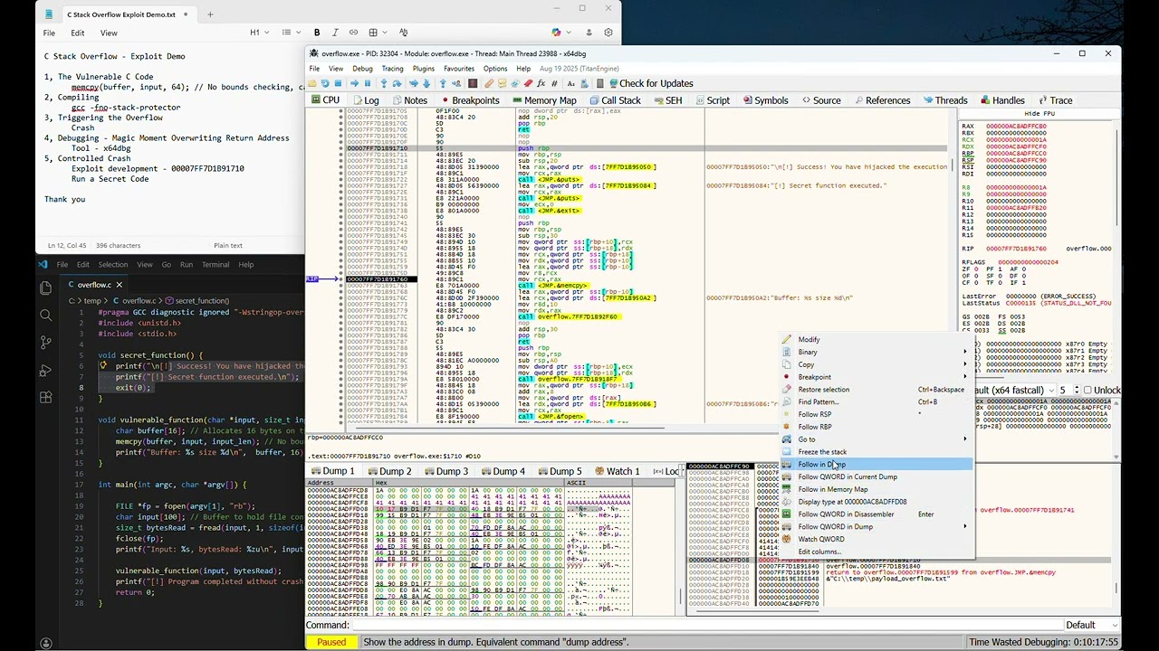 Exploit Development: From Crash to Arbitrary Code Execution (Stack Overflow)
