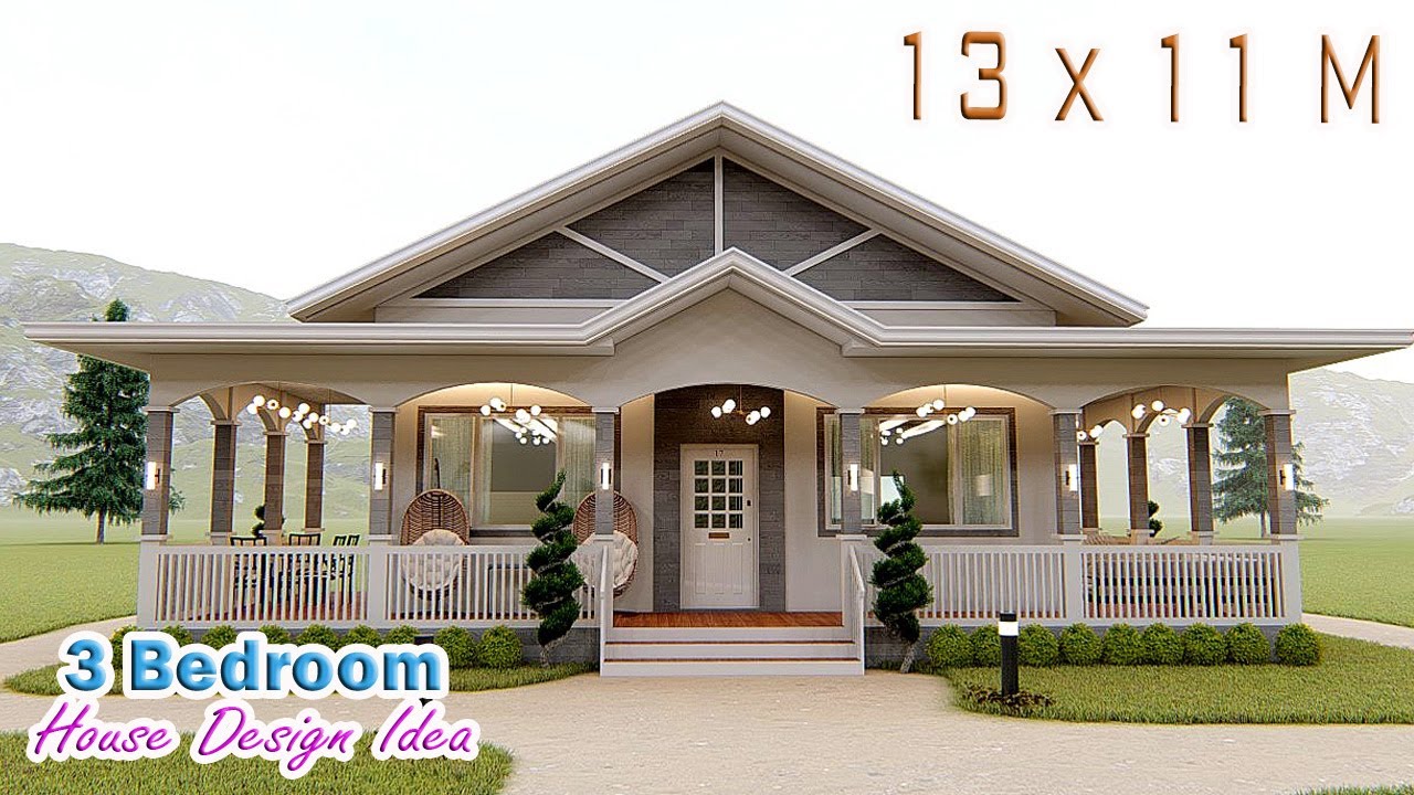 HOUSE DESIGN IDEA | 13 X 11 Meters | 3 Bedroom Farmhouse
