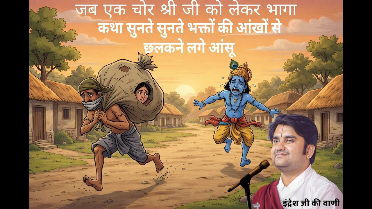 एक भाग्यवान चोर श्री जी को ठाकुर जी के सामने से ले गया, ऐसी अपूर्व कथा🙏  ⁨@BhaktiPath #indreshji