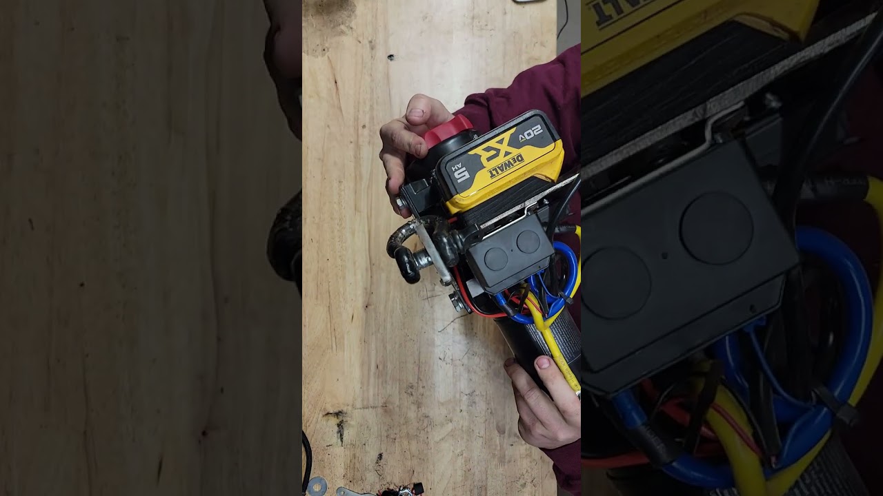 Portable 3500lb Harbor Freight winch that runs off a 20v Dewalt!