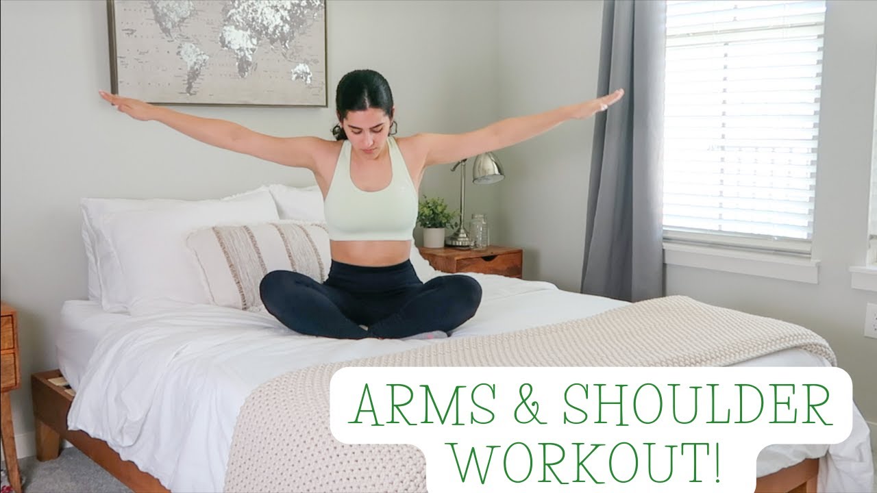 3 MIN SITTING IN BED ARM & SHOULDER WORKOUT (complete while watching tv!)