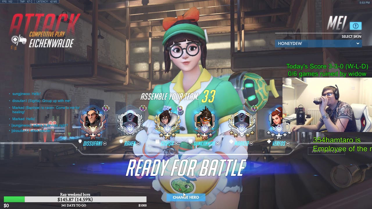 CHIPSA SHOWING HIS MEI SKILLS! [ OVERWATCH SEASON 20 TOP 500 ]
